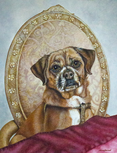 Acrylic Painting of a pug by Donna Bobrowski.