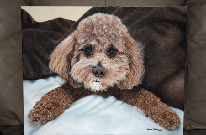 Acrylic Painting  by Donna Bobrowski of a special poodle.