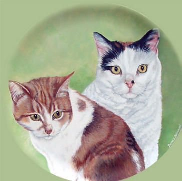 Acrylic Plate Portrait of Two Cats.